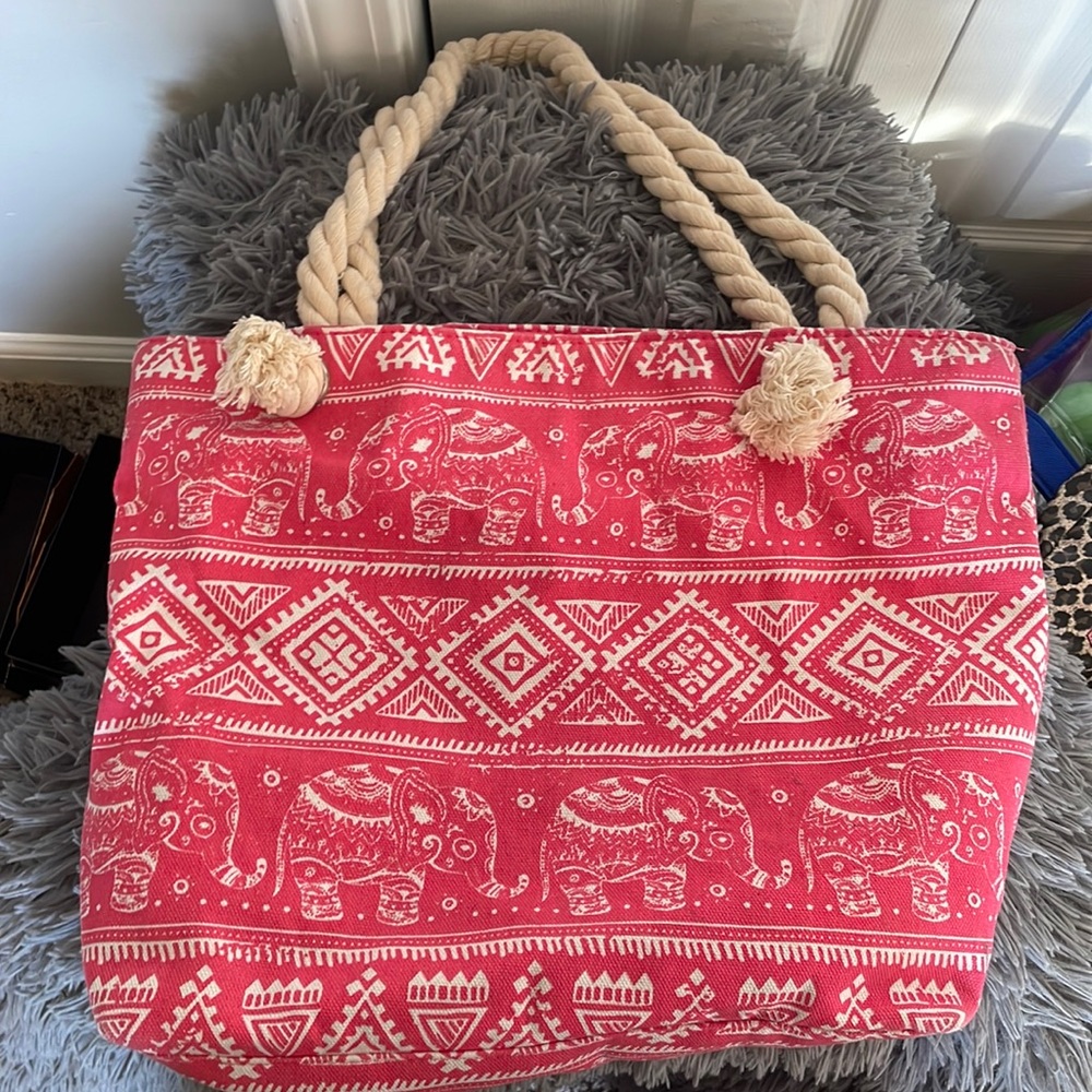 Pink elephant bag.